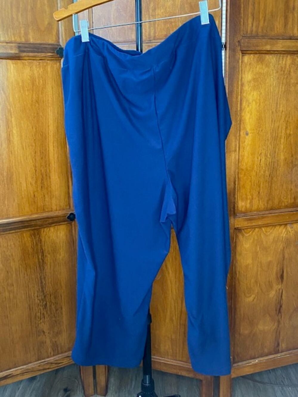 Terra & Sky 5X 32W-34W Royal Blue Wide Leg Pull On Pants 33” Inseam Plus Size